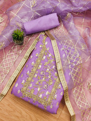 Organza Jeckard Neckwork Women Unstitched Salwar Suit
