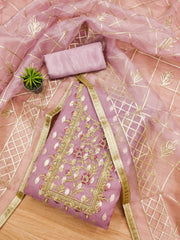 Organza Jeckard Neckwork Women Unstitched Salwar Suit