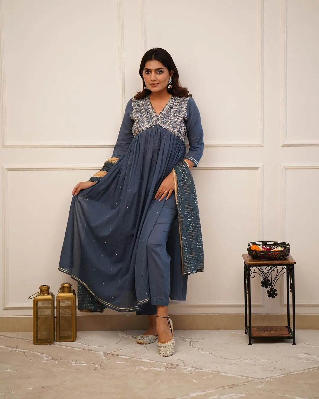 Zari weaving Embroidery work Alia cut Dress