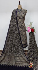 Modal Ghazi Silk Original Ajrakh work Dress Material
