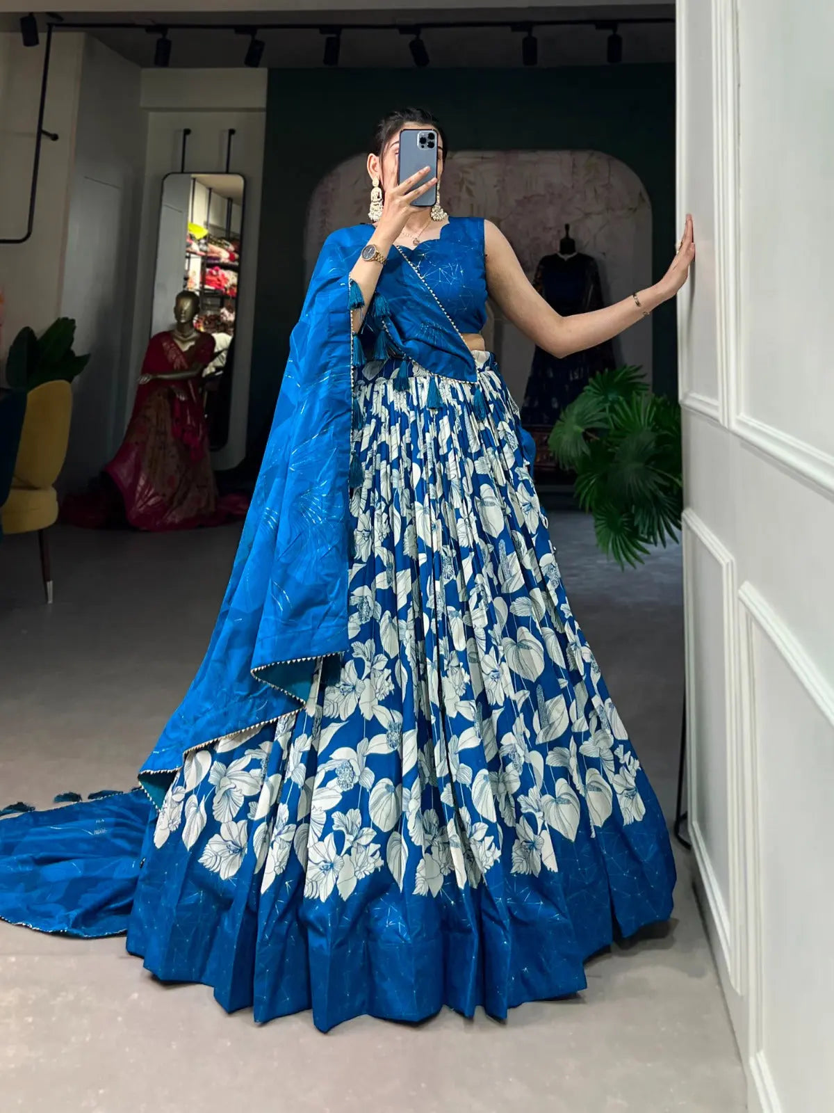 Tussar Silk Digital Print work Lehenga Choli