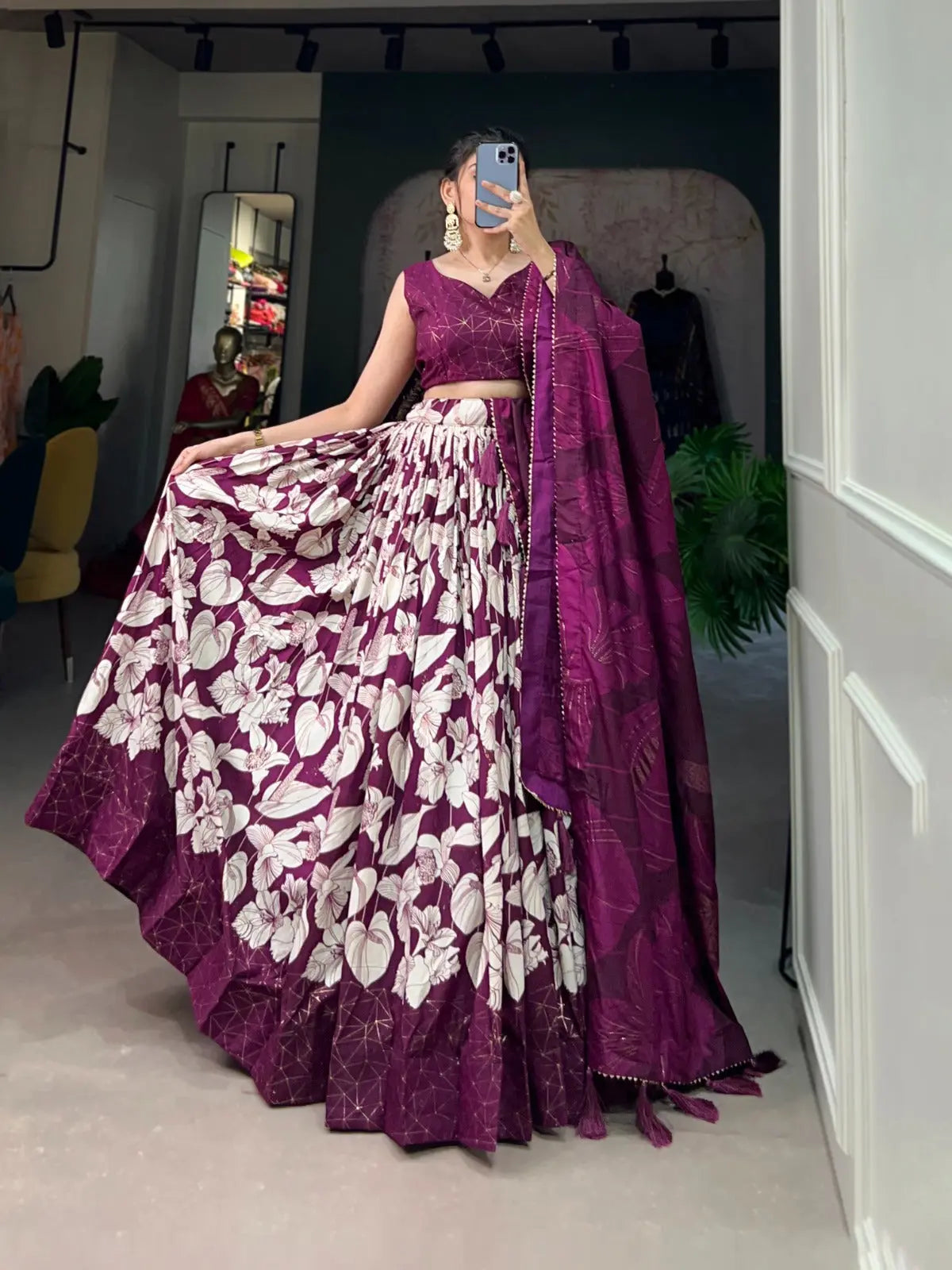 Tussar Silk Digital Print work Lehenga Choli