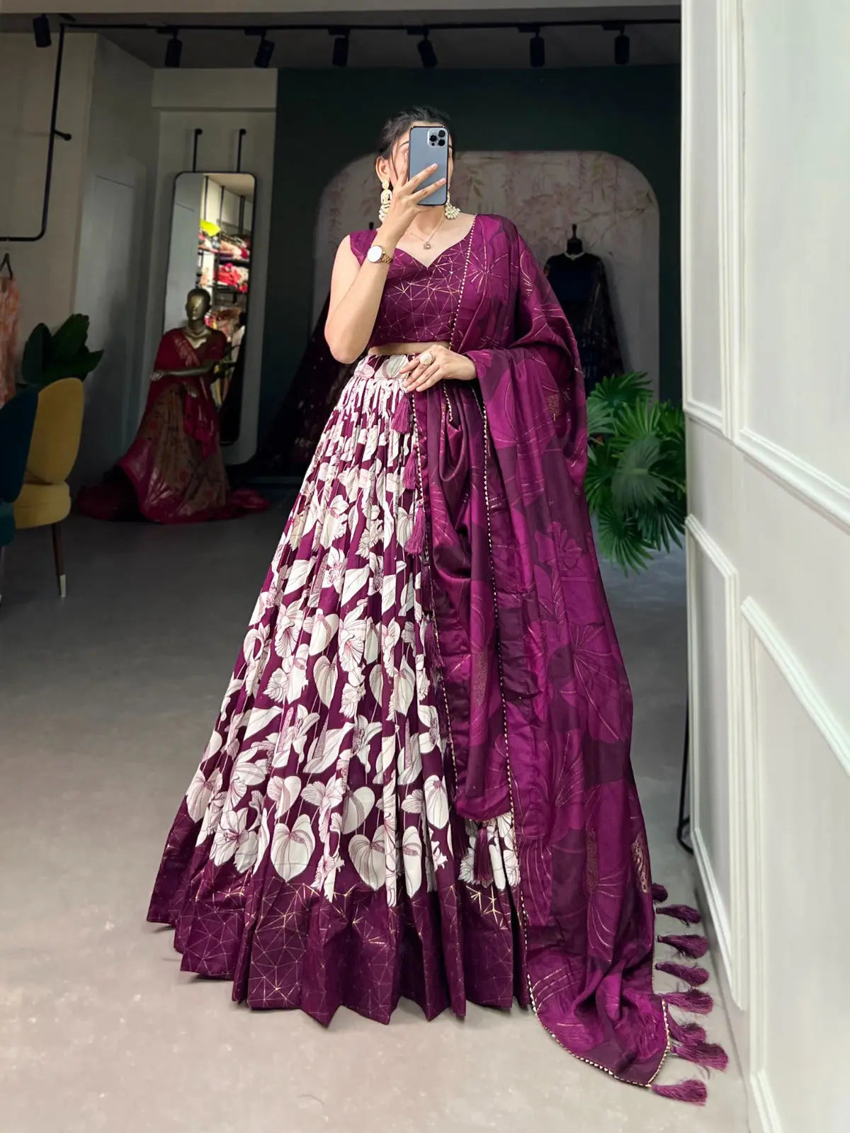 Tussar Silk Digital Print work Lehenga Choli