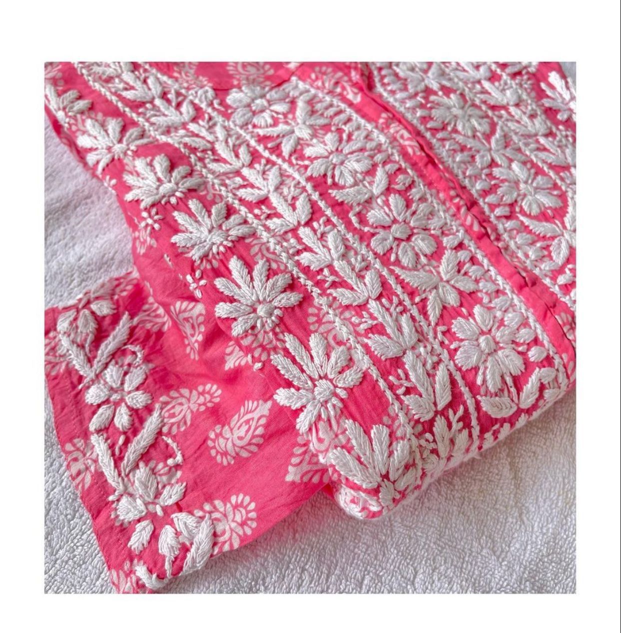 Printed work with Chikankari Embroided Gown