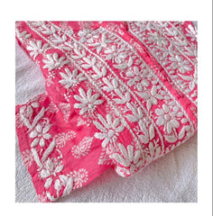 Printed work with Chikankari Embroided Gown