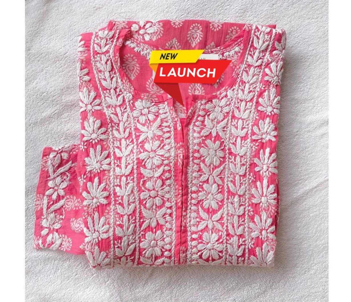 Printed work with Chikankari Embroided Gown