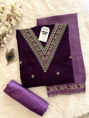 Neck V Embroidery work Summer Special Dress Material (Unstitched)