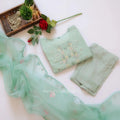 Turquoise Mirror Embroidered Suit Set