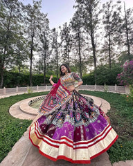 Muslin Cotton Digital Print Mirror Work Designer Chaniya Choli for Garba