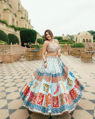 Muslin Cotton Digital Print Mirror Work Designer Chaniya Choli for Navratri