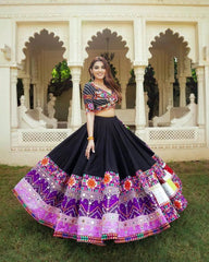 Muslin Cotton Digital Print with Mirror Work Navratri Garba Special Chaniya Choli