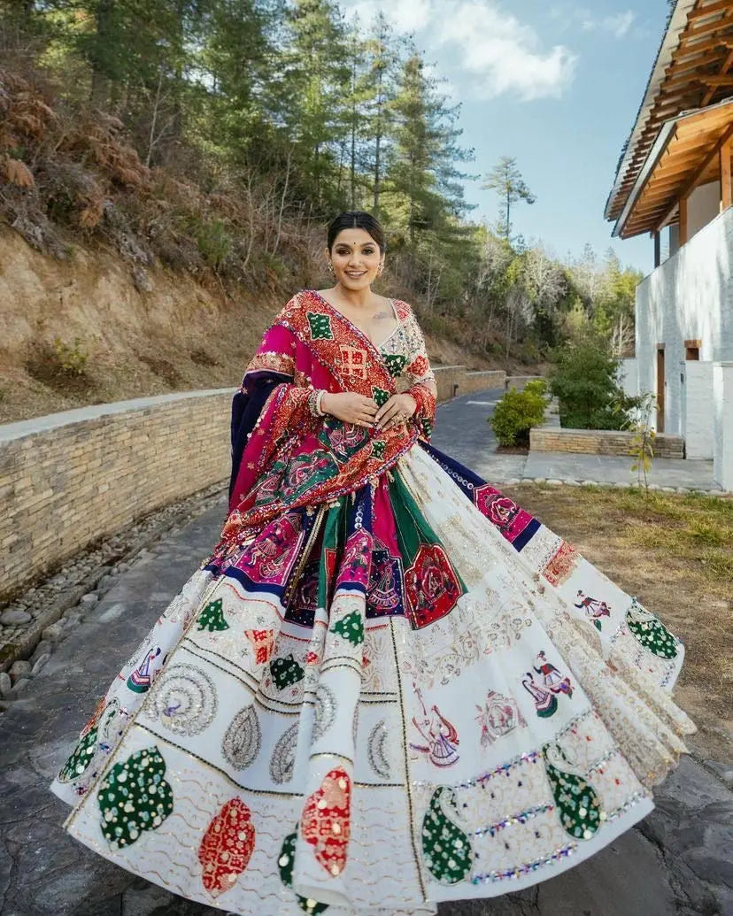 Muslin Cotton Digital Print with Mirror Work Navratri Special Chaniya Choli
