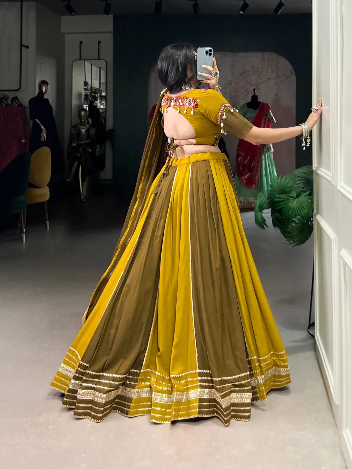 Pure Rayon Sequence Lace Gota Patti work Navratri Garba Special Chaniya Choli (Ready to Wear)