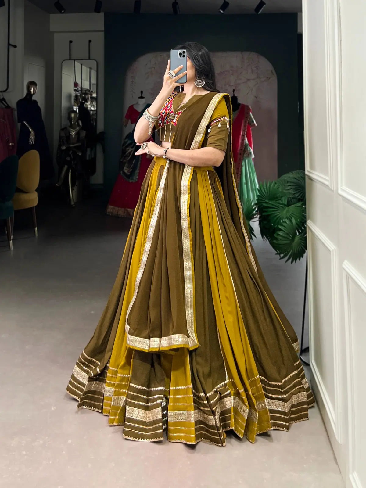 Pure Rayon Sequence Lace Gota Patti work Navratri Garba Special Chaniya Choli (Ready to Wear)