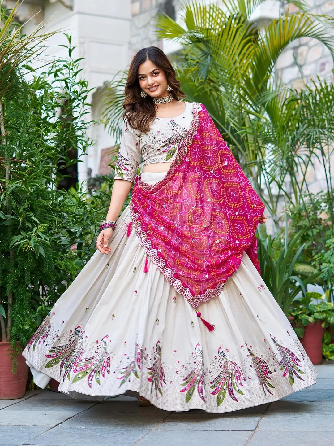 Pure Tissue Silk Embroidery work Lehenga Choli (Ready to Wear)