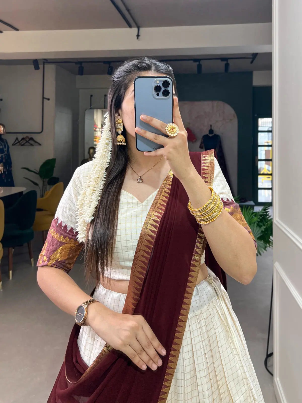 Treditional Cotton Chex Work Lehenga Choli