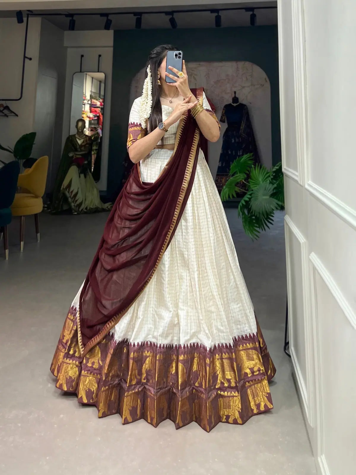 Treditional Cotton Chex Work Lehenga Choli
