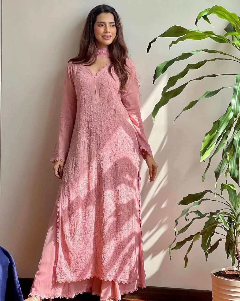 Trending Chikankari Kurti Palazzo Set