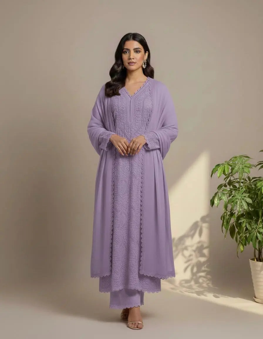Trending Chikankari Kurti Palazzo Set