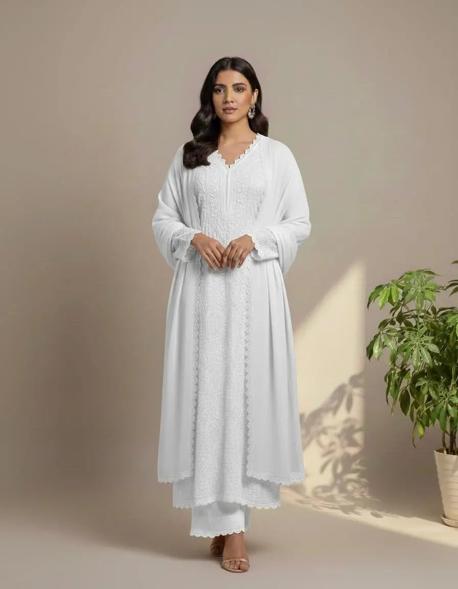 Trending Chikankari Kurti Palazzo Set