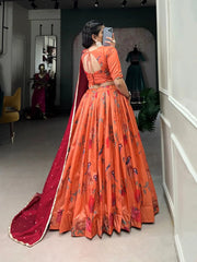 Tussar Silk Digital Printed Lehenga Choli Set