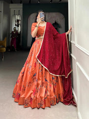Tussar Silk Digital Printed Lehenga Choli Set