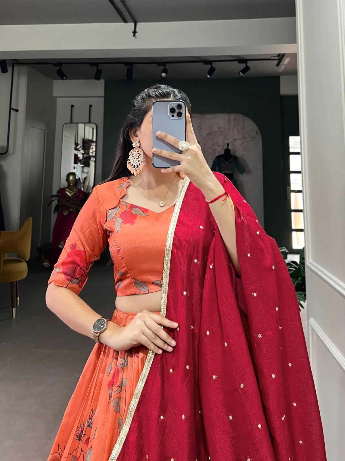Tussar Silk Digital Printed Lehenga Choli Set
