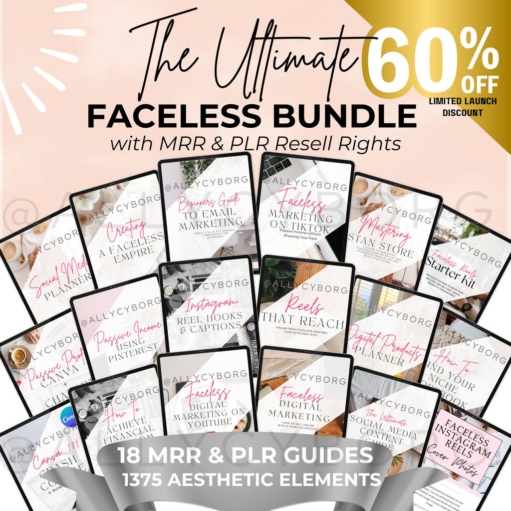 FACELESS Digital Marketing Guide Bundle Master Resell Rights Private Label Rights PLR MRR Digital Products Digital Products Resell Rights
