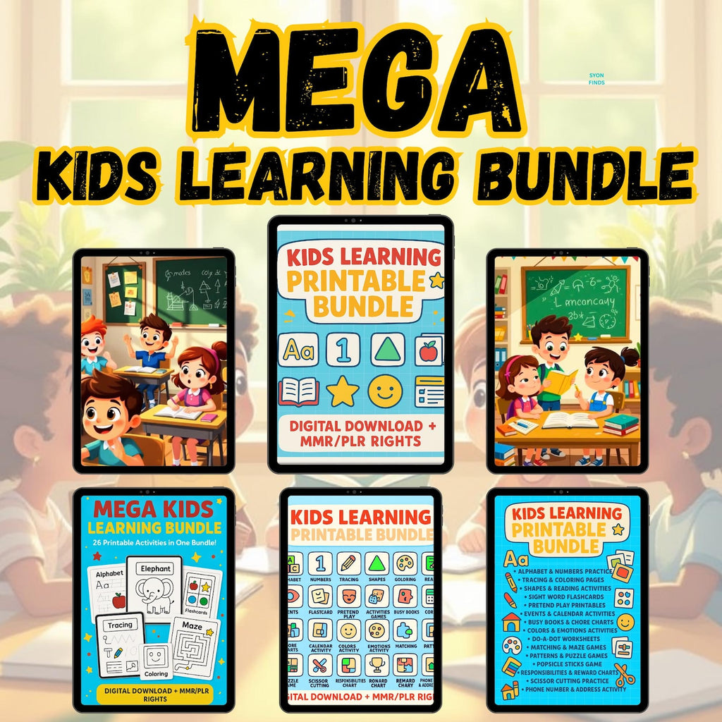 Kids Learning Activities Bundle Homeschool Printables (PLR & MRR)