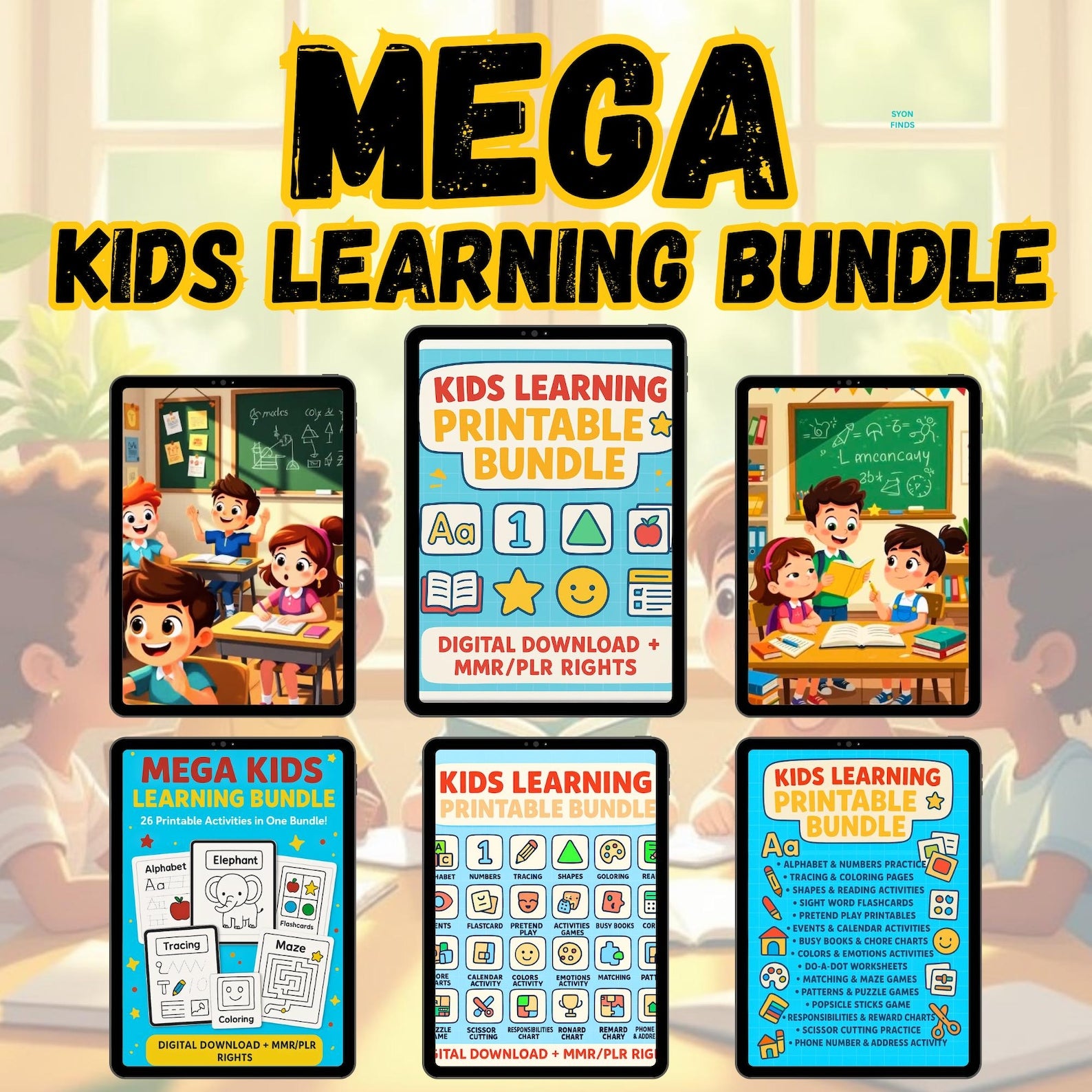 Kids Learning Activities Bundle Homeschool Printables (PLR & MRR)
