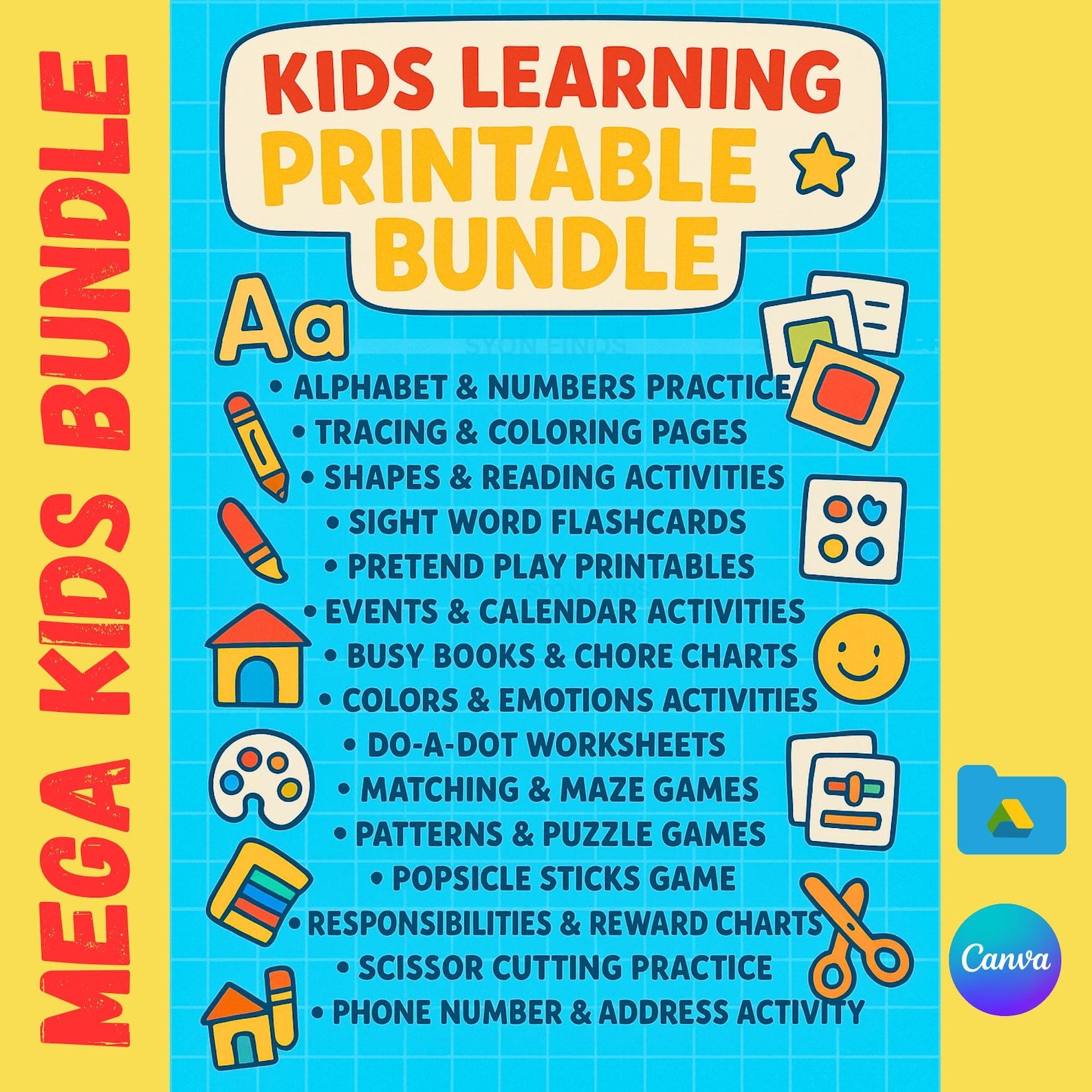 Kids Learning Activities Bundle Homeschool Printables (PLR & MRR)
