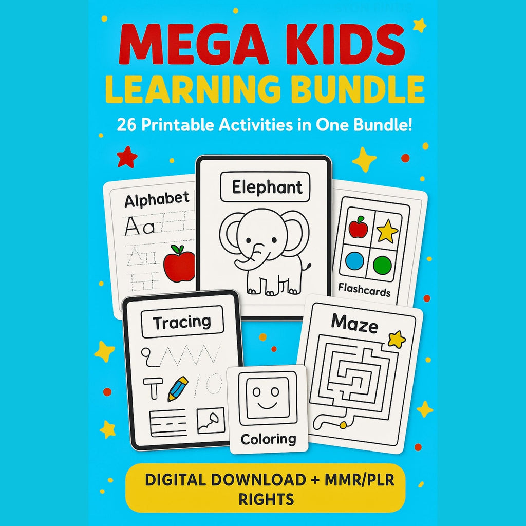 Kids Learning Activities Bundle Homeschool Printables (PLR & MRR)