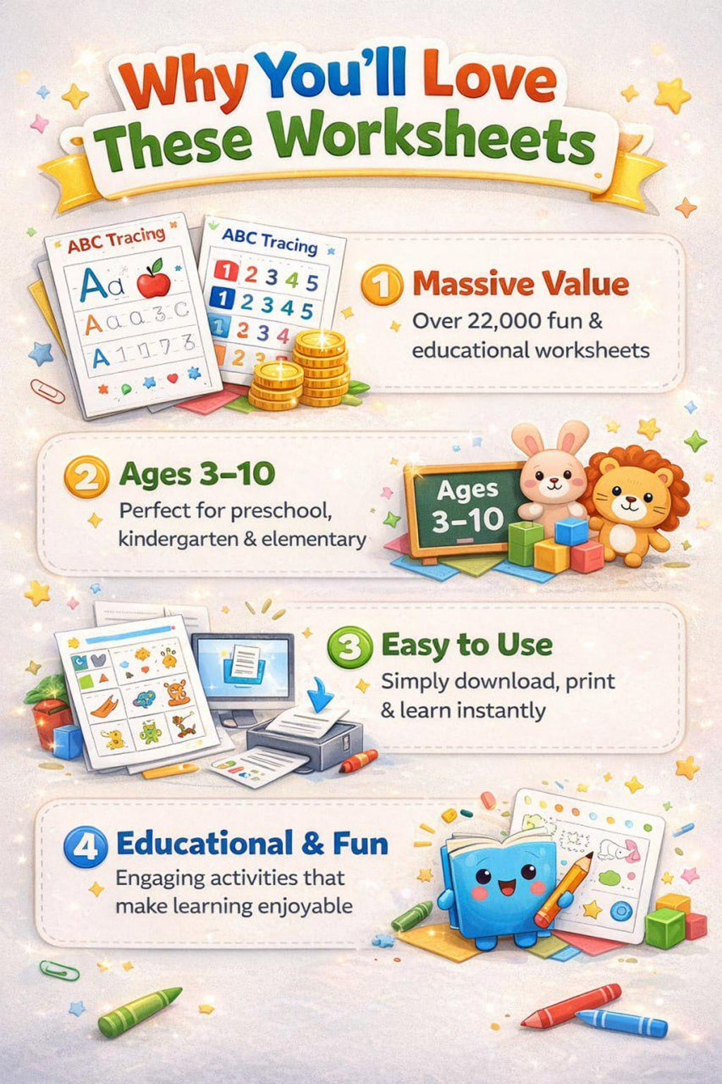 22,000+ Kids Worksheets Learning Vault PLR MRR Preschool to Elementary Printables