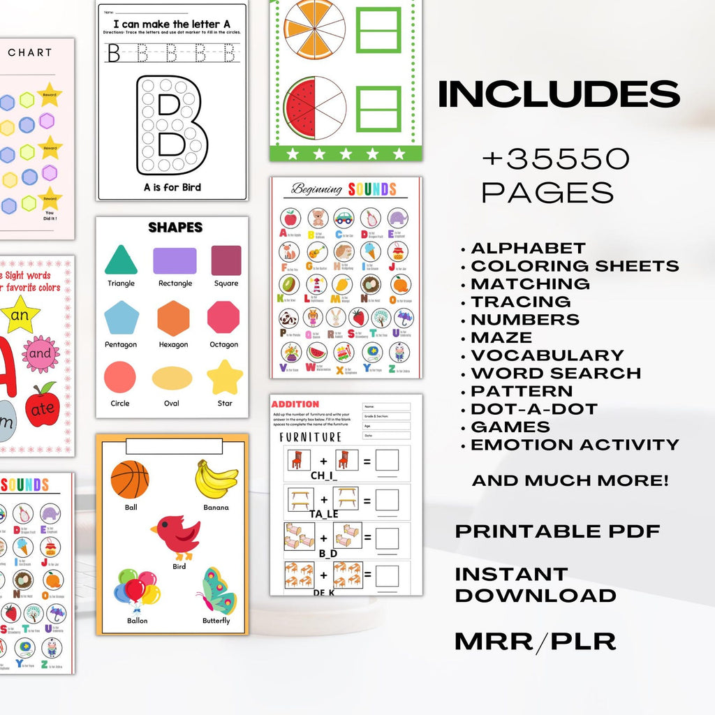 33500 Educational Kids Resources Bundle PLR, Kids Learning Bundle, Classroom Activities, digital product DFY master resell right