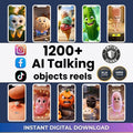 1200+ AI Talking Object Videos | Viral Reels Bundle PLR MRR | Faceless Content Pack for TikTok, Instagram Reels & YouTube Shorts
