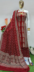 Original silk Hand Crafted Ajrakh Dress Material